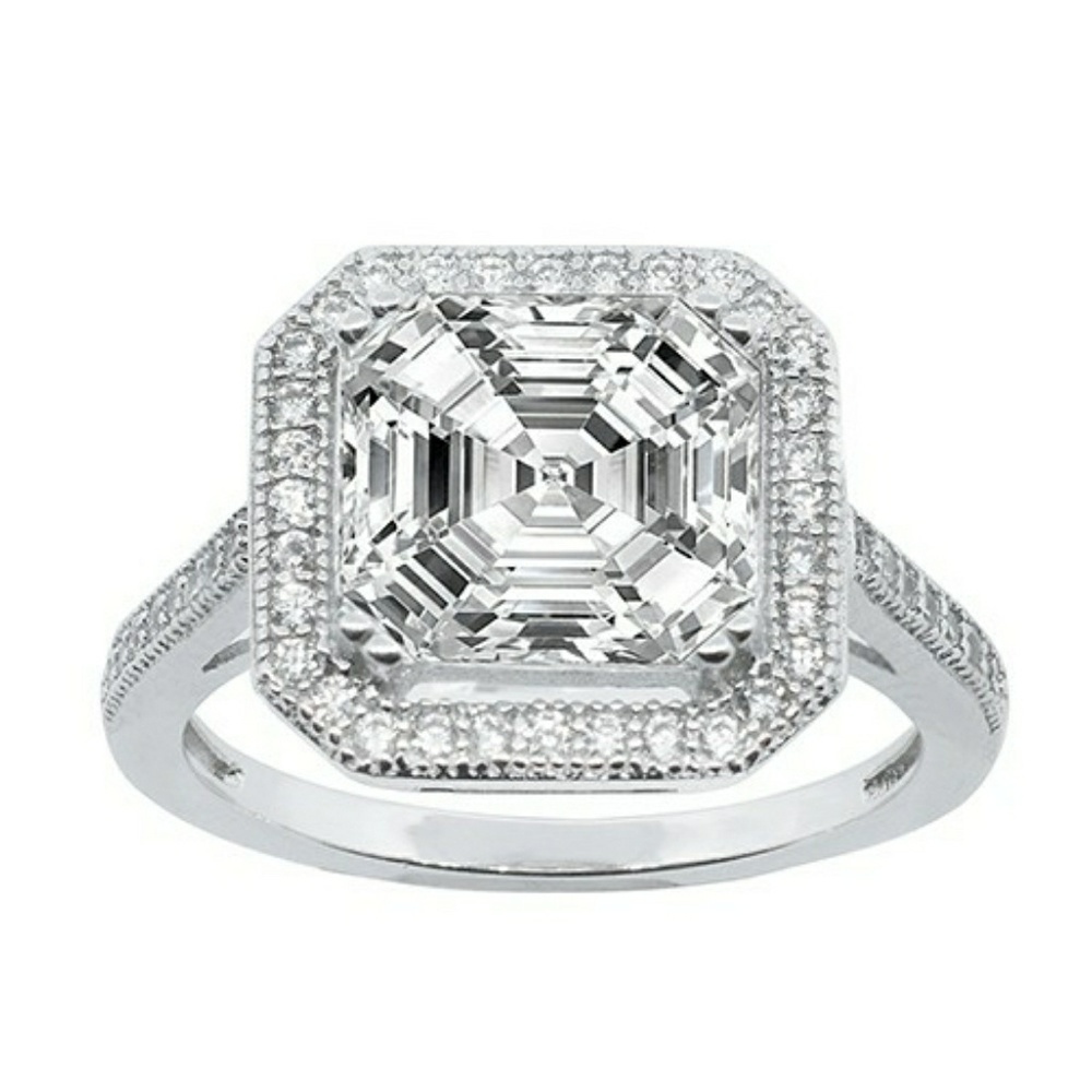 Genuine 925 Sterling Silver Halo Ring